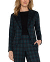 LIVERPOOL LM1A80TL18 PLAID OPEN FRONT BLAZER DARK FOREST