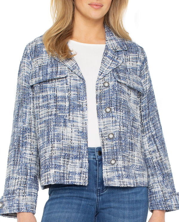 LIVERPOOL LM1C28BC5 BUTTON FRONT BOXY JACKET BLUE MULTI