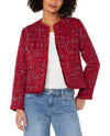 LIVERPOOL LM1C30BC7 COLLARLESS JACKET WITH FRAYED EDGES RED MLT BOUCLE