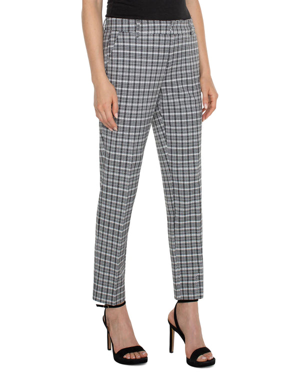 LIVERPOOL LM5084NG11 KELSEY PLAID TROUSER BLACK/WHITE