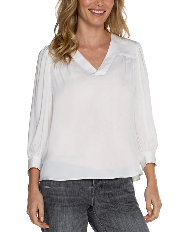 LIVERPOOL LM8B72PS3 V NECK POPOVER BLOUSE IVORY