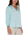 LIVERPOOL LM8B72PS3 V NECK POPOVER BLOUSE TURQUOISE