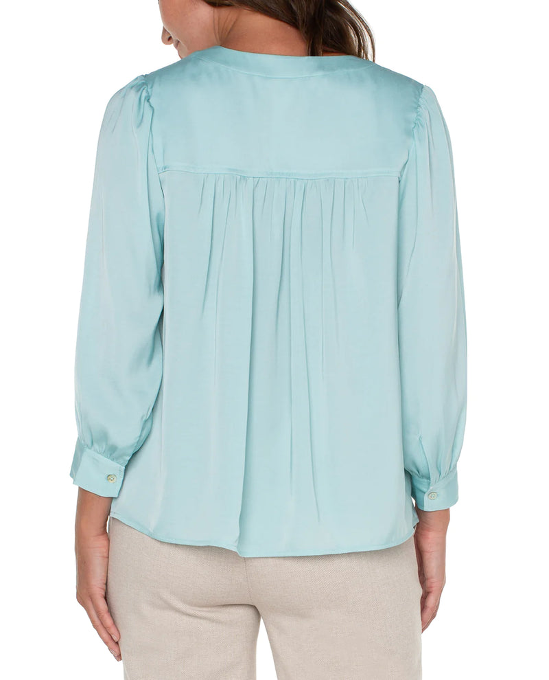 LIVERPOOL LM8B72PS3 V NECK POPOVER BLOUSE TURQUOISE