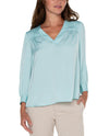 LIVERPOOL LM8B72PS3 V NECK POPOVER BLOUSE TURQUOISE