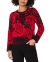 LIVERPOOL LM8D52SK32 LONG SLEEVE CREW NECK SWEATER RED/BLACK FLORAL