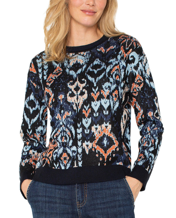 LIVERPOOL LM8J12SR09J6 JACQUARD PRINT SWEATER BLUE MULTI
