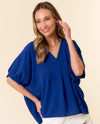LMT4466 DEVOTED TO YOU V-NECK TOP royal