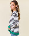 LMT4624 A LONG DAY SWEATSHIRT OFF WHITE/KELLY GREEN