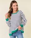 A LONG DAY SWEATSHIRT LMT4624  OFF WHITE/KELLY GREEN