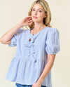 LMT4801 PHOEBES PIN STRIPE TOP blue