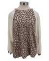 LMT4835 LACE SLEEVE ANIMAL PRINT TOP IVORY
