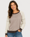 LM OOH LALA COLOR BLOCK SWEATSHIRT LMT4193 MOCHA MEDLEY