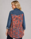 LOLA P E2P78-A975 LONG SLEEVE ACID WASH BUTTON UP denim back