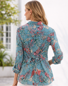 LOLA P E2Q57-A654 FLORAL BTTN FRONT TIE BACK TOP BLUE