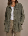 LOLA P E2U94-ASIS PEPLUM BUTTON DOWN LIGHT OLIVE