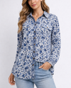 LOLA P E2X63-A984 LA BUTTON UP TOP WITH POCKETS BLUE