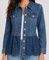 LOLA P E2X70-ASIS JEAN JACKET WITH KNIT TRIM denim