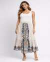 LOLA P E6E86-A940 TIERED MIDI SKIRT W/LACE IVORY