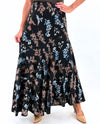 LOLA P G6200-W635 FIT AND FLARE MAXI SKIRT black multi