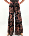 LOLA P N5R84-WB08 WIDE LEG PANTS WITH LACE INSERTS black multi