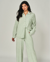 LOVE POEM IRIS-11RH RHINESTONE BUTTON DOWN LOUNGE SET FROSTED MINT