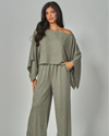 LOVE POEM IRIS-22RH RHINESTONE CAPE KIMONO/PANT SET MOSS