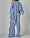 LOVE POEM IRIS-22RH RHINESTONE CAPE KIMONO/PANT SET LONDON BLUE