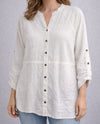 LULU-B GTN5272 GAUZE RAGLAN BUTTON TOP white
