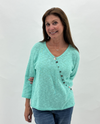 LULU-B KSW0119 MULTI BUTTON SWEATER SEAFOAM
