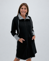 LULU B HSR4514 REVERSIBLE LONG ZIP JACKET BLACK