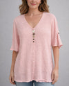 LULU B KST0176 V-NECK WITH FRINGE TRIM pink