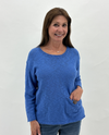 LULU B KSW0023 POCKET PULLOVER SWEATER BLUE