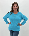 LULU B KSW0023 POCKET PULLOVER SWEATER TURQUOISE
