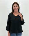 LULU B KSW0063 V-NECK SWEATER BLACK