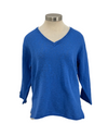LULU B KSW0063 V-NECK SWEATER BLUE