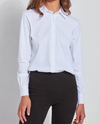 LYSSE  2435 CONNIE SLIM BUTTON DOWN WHITE