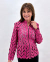 Leather Leaf Zipper Jacket fuchsia