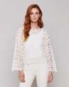 CHARLIE B V4499 CROCHET SWEATER NATURAL