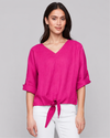 CHARLIE B C4603 3/4 SLEEVE TIE TOP PARADISE