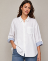 CHARLIE B C4587 STRIPE TRIP BLOUSE WHITE