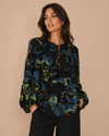 GRADE & GATHER 41519MY LS TIE NECK BLOUSE BLACK