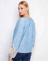 CHARLIE B C4600 EMBROIDERED BLOUSE CHAMBRAY