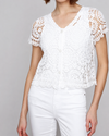 CHARLIE B 4584 SHORT SLEEVE CROCHET CARDI