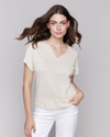 CHARLIE B C1396 SHIMMER T-SHIRT CHAMPAGNE