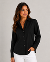 H.A.S. S-888 GET LUCKY BUTTON DOWN STRETCH TOP BLACK