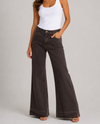 AZI Z13506 CASEY FLARE FRAYED HEM BROWN