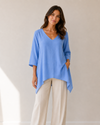 FOCUS V-320 COTTON 3/4 SLEEVE TUNIC FRENCH BLUE