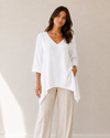 FOCUS V-320 COTTON 3/4 SLEEVE TUNIC WHITE