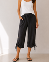 COTTON CS031 DRAWSTRING CAPRI BLACK