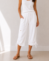 COTTON CS031 DRAWSTRING CAPRI WHITE